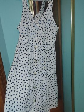 Jessica Simpson White Dress with Navy Polka Dots For Girls Size 14